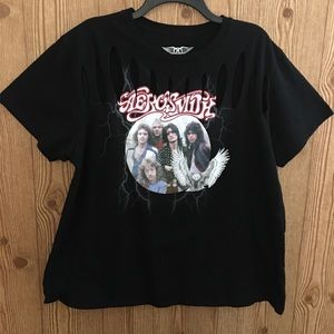 Aerosmith Black Distressed Graphic Plus Size T 1X